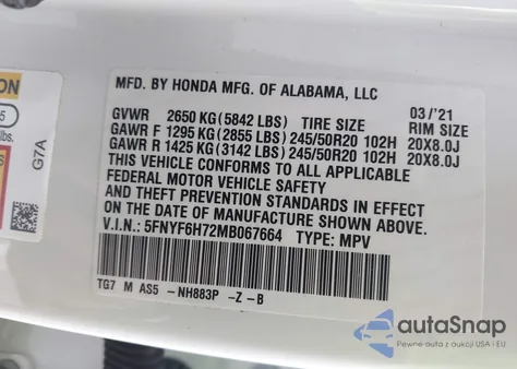 2021 Honda Pilot Awd Black Edition from USA, damaged, VIN 5FNYF6H72MB067664